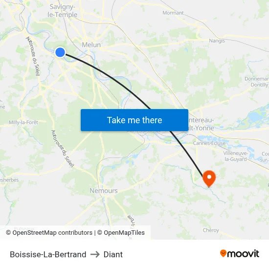 Boissise-La-Bertrand to Diant map