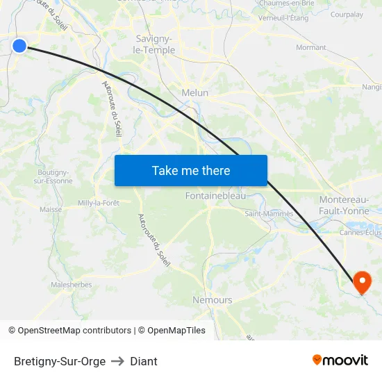 Bretigny-Sur-Orge to Diant map