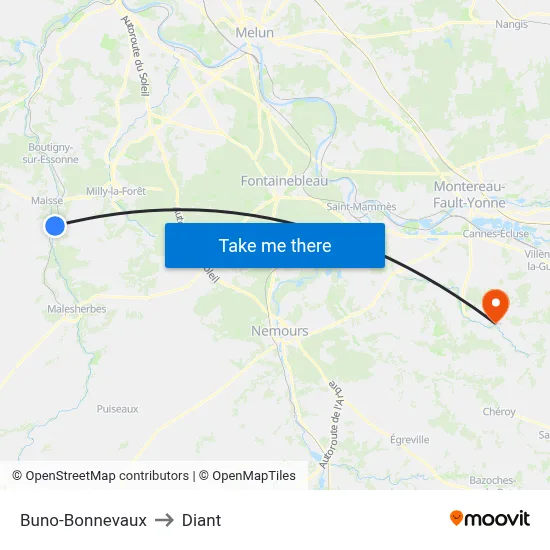 Buno-Bonnevaux to Diant map