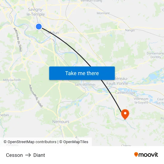 Cesson to Diant map