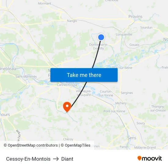 Cessoy-En-Montois to Diant map