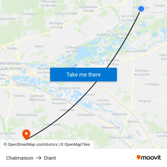 Chalmaison to Diant map