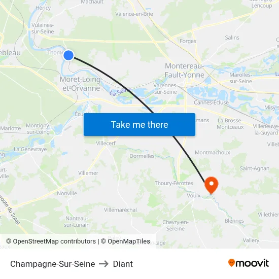 Champagne-Sur-Seine to Diant map