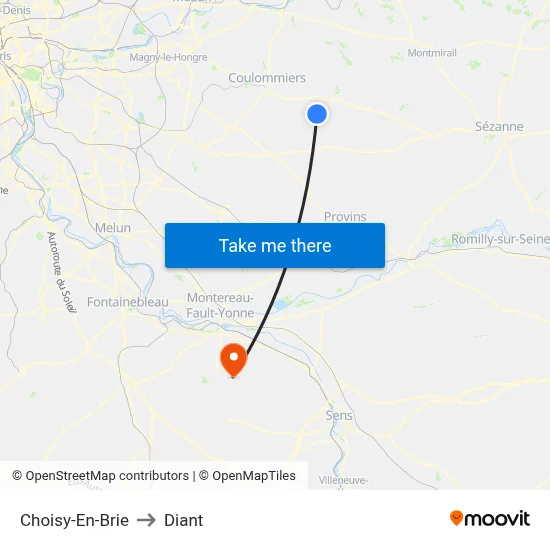 Choisy-En-Brie to Diant map