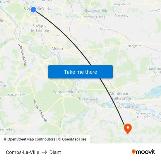 Combs-La-Ville to Diant map