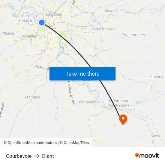 Courbevoie to Diant map