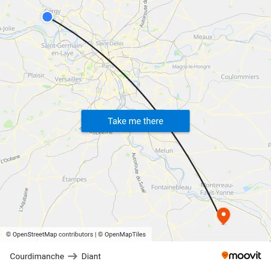 Courdimanche to Diant map