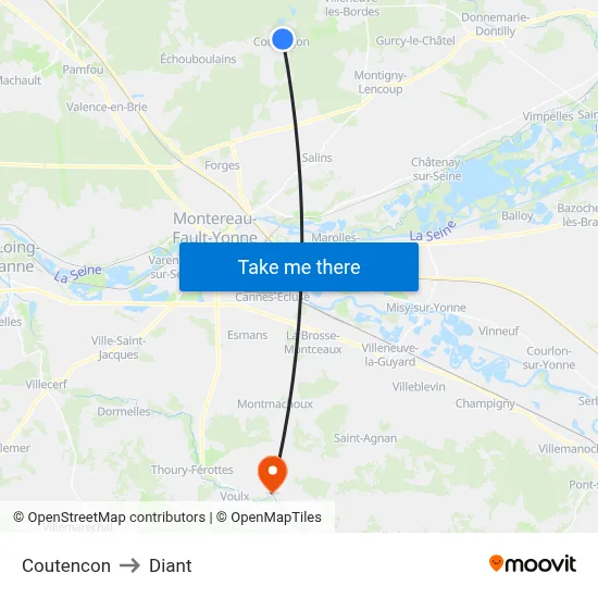 Coutencon to Diant map
