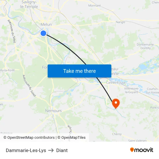 Dammarie-Les-Lys to Diant map