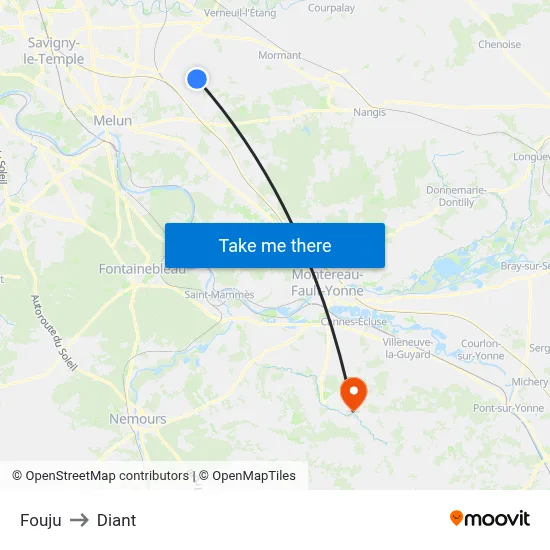 Fouju to Diant map