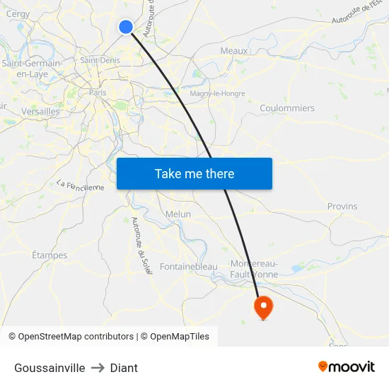 Goussainville to Diant map