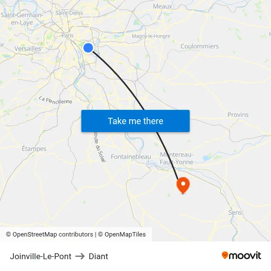 Joinville-Le-Pont to Diant map