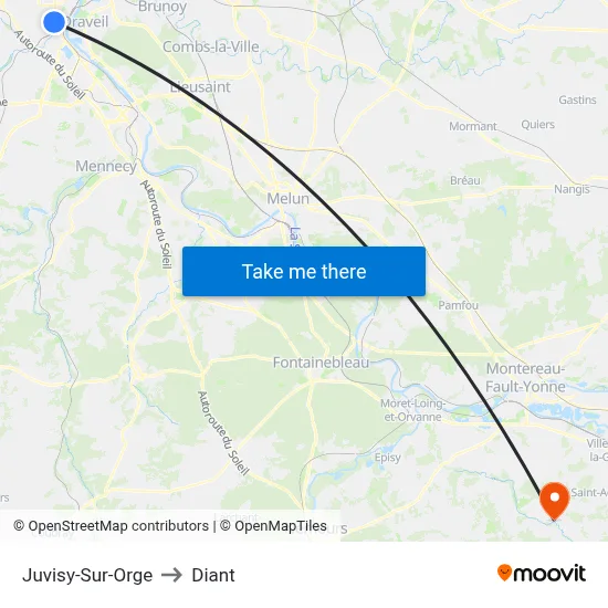 Juvisy-Sur-Orge to Diant map