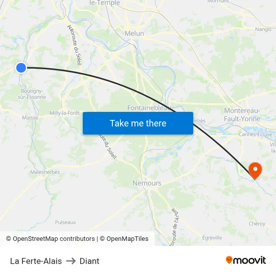 La Ferte-Alais to Diant map