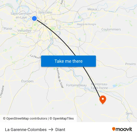 La Garenne-Colombes to Diant map
