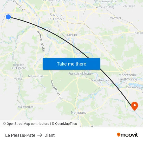 Le Plessis-Pate to Diant map