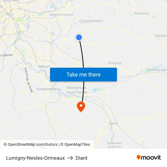 Lumigny-Nesles-Ormeaux to Diant map