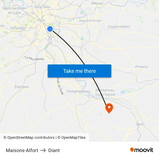 Maisons-Alfort to Diant map