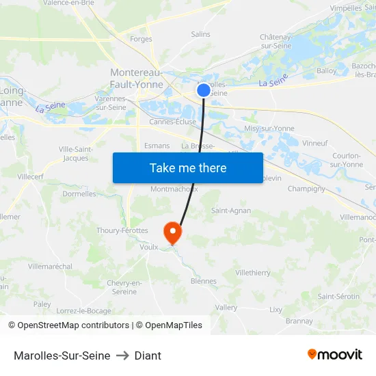 Marolles-Sur-Seine to Diant map