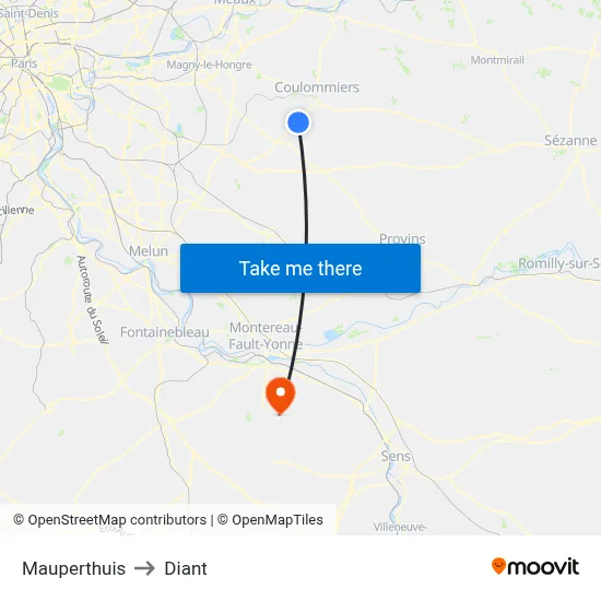 Mauperthuis to Diant map