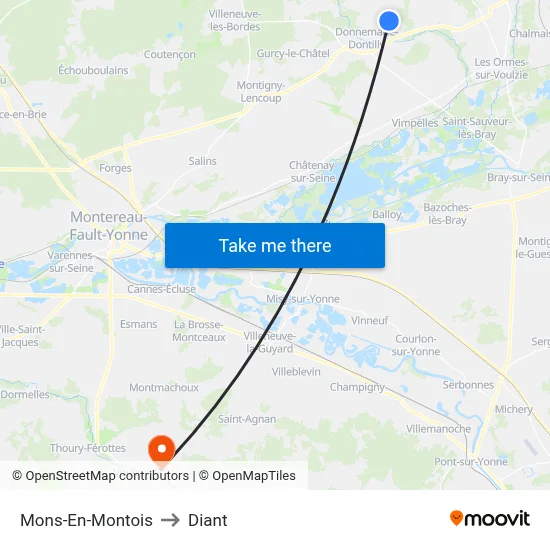 Mons-En-Montois to Diant map