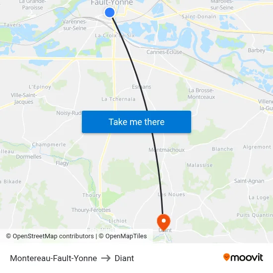 Montereau-Fault-Yonne to Diant map