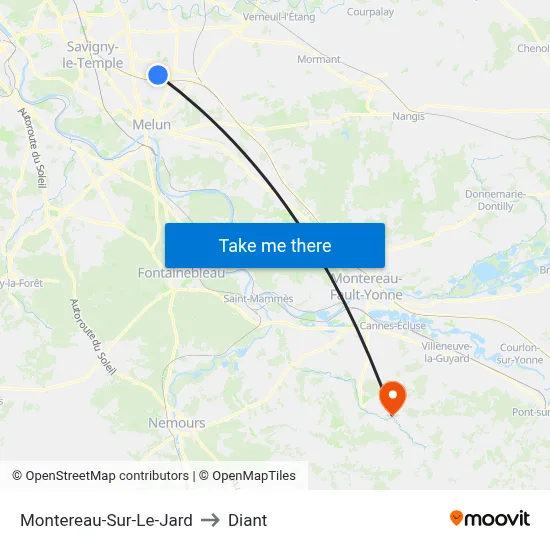 Montereau-Sur-Le-Jard to Diant map