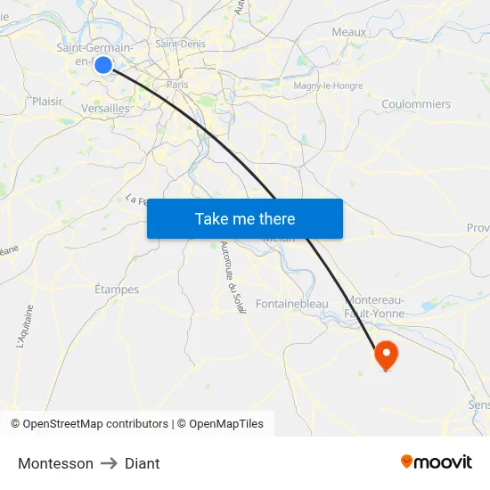 Montesson to Diant map