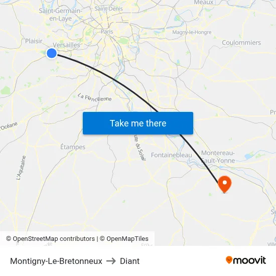 Montigny-Le-Bretonneux to Diant map
