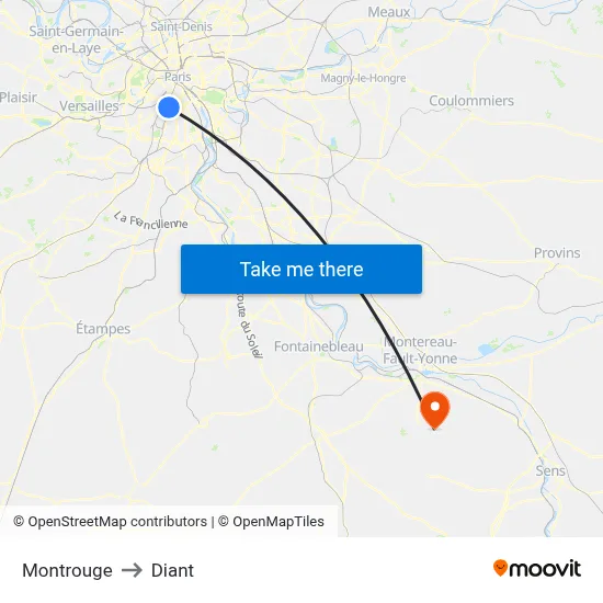 Montrouge to Diant map