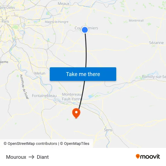 Mouroux to Diant map