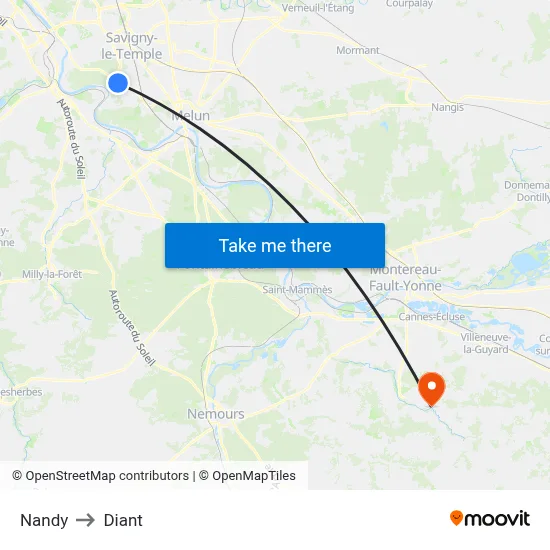 Nandy to Diant map