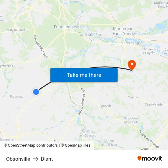 Obsonville to Diant map