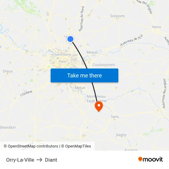 Orry-La-Ville to Diant map