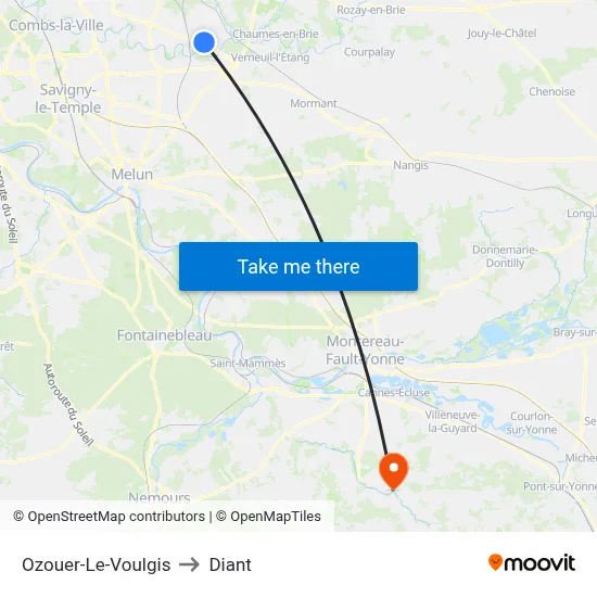 Ozouer-Le-Voulgis to Diant map