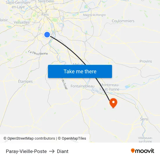 Paray-Vieille-Poste to Diant map