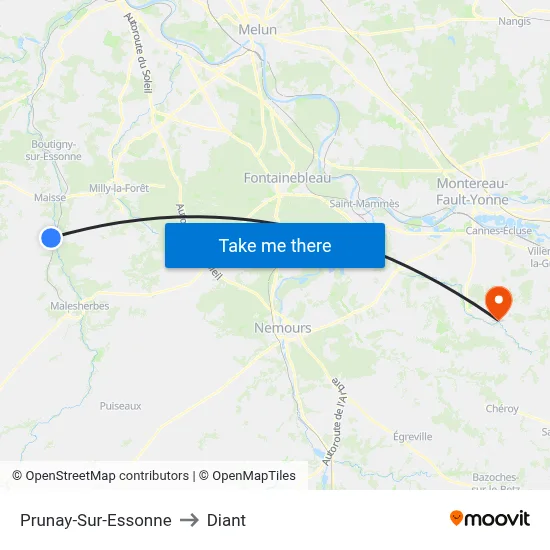 Prunay-Sur-Essonne to Diant map