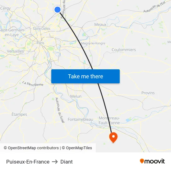 Puiseux-En-France to Diant map