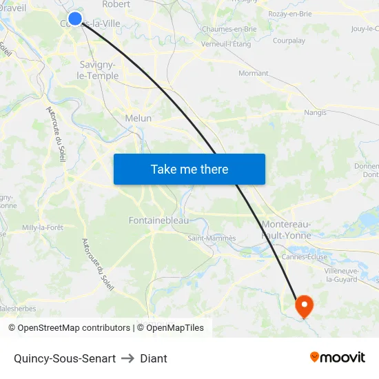 Quincy-Sous-Senart to Diant map