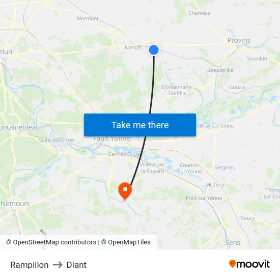 Rampillon to Diant map