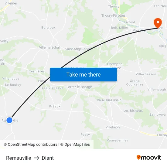 Remauville to Diant map