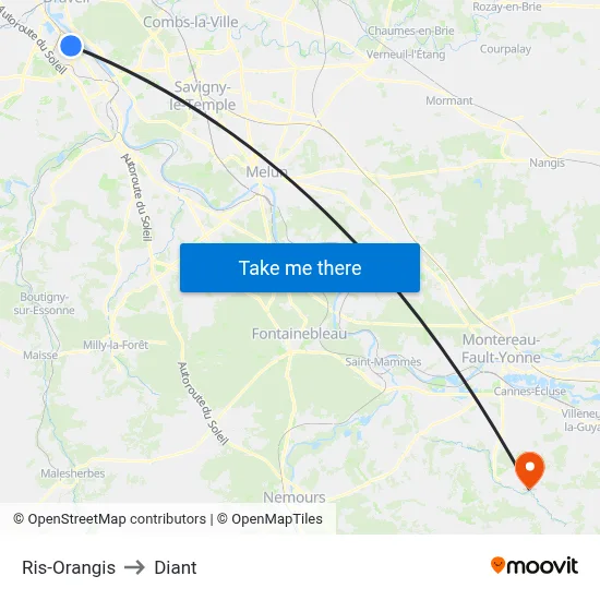 Ris-Orangis to Diant map