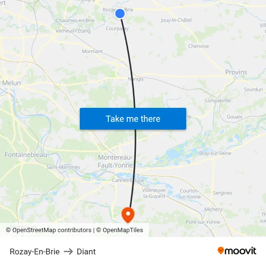 Rozay-En-Brie to Diant map