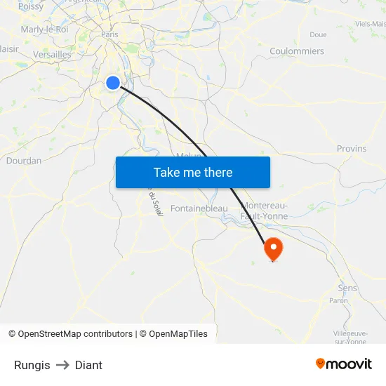 Rungis to Diant map