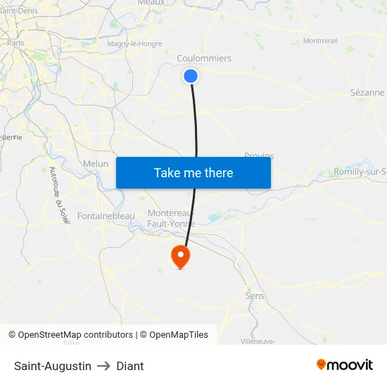 Saint-Augustin to Diant map