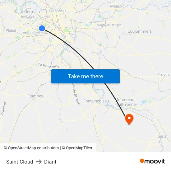 Saint-Cloud to Diant map
