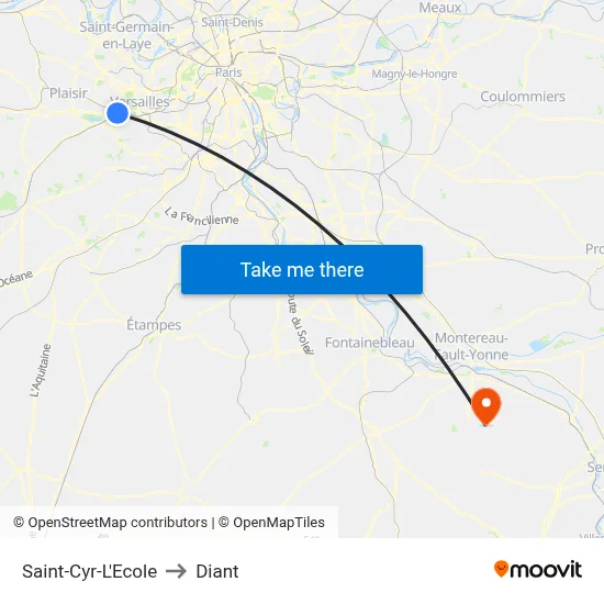 Saint-Cyr-L'Ecole to Diant map