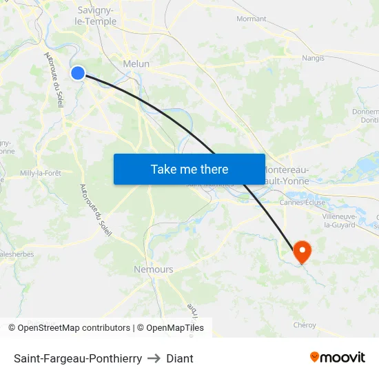 Saint-Fargeau-Ponthierry to Diant map