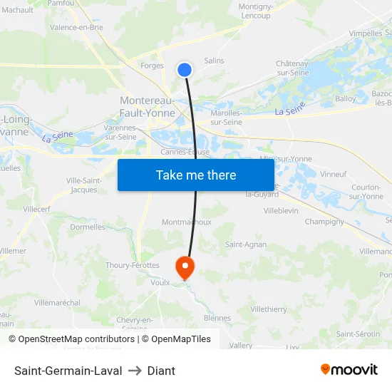 Saint-Germain-Laval to Diant map