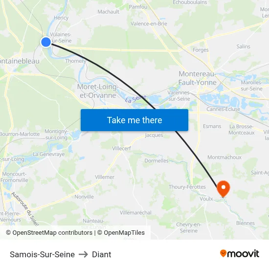 Samois-Sur-Seine to Diant map